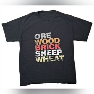 Settlers Of Catan Ore Wood Brick Sheep Wheat Graphic T-Shirt Size L